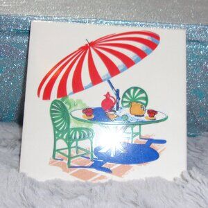 H-269 CERAMIC SMALL TILE ART OUTDOOR PATIO SCENE